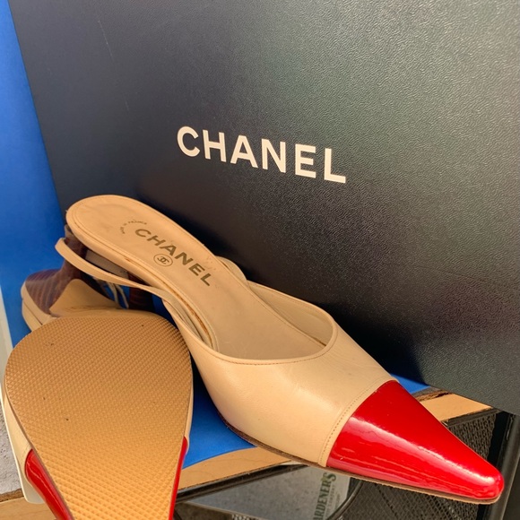 Chanel Leather mules red patent leather tip sling back - Picture 4 of 13